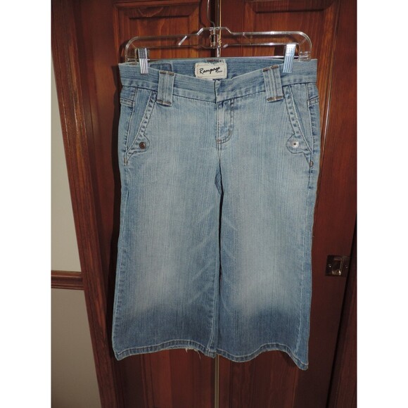 Rampage Low Rise Stretch Distressed Wide Leg Trouser Capri Jeans Size 27 - Picture 1 of 7